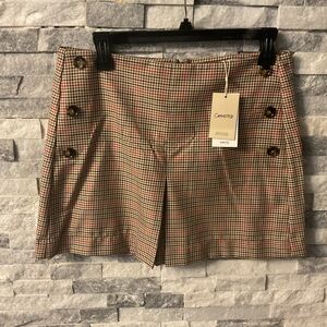 Mango Women's Checkered Mini Skirt - Brown and Black